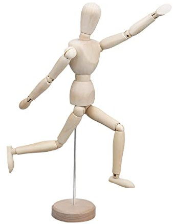 Gliederpuppe,Wooden Hand Modelle Verstellbare Glieder Puppe Flexibler Mannequin mit Ständer,Zum Zeichnen,Malen,Kunst,Modellfigur (Gliederpuppe aus Holz)