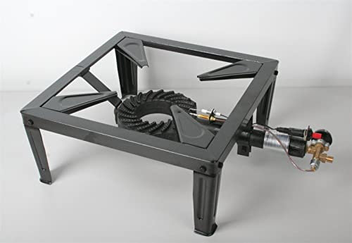 Hockerkocher 7,5 kW Gaskocher bis 100 kg belastbar Piezozündung Zündsicherung 50 mBar Schlauch Regler 5 kg 11 kg Gasflasche Wok (+5kg Gasflasche, Schlauch, Regler, Flaschenschlüssel (leer/ungefüllt))