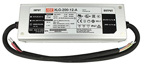 Netzteil MeanWell Serie XLG-200, LED-Treiber 200 W, wasserdicht IP67, Eingang 220 V und 110 V (XLG-200-12-A 200 W 12 V 16 A)