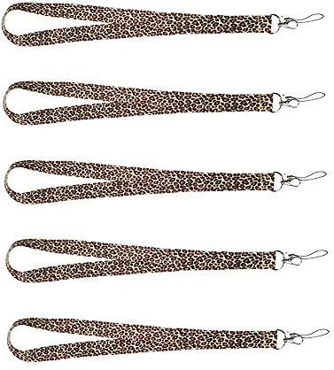 Ciieeo 5pièces Cordon De Téléphone Portable Imprimé Léopard Lot De Lanières Longues Et Détaillables Pour Femmes Pour Smartphones Et Accessoires Électroniques