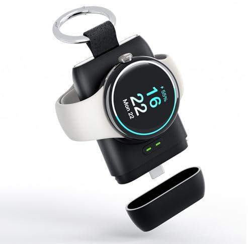 leChivée for Pixel Watch Charger, 1400 mAh Portable Watch Charger for Google with Keychain, Portable Travel Charger for Google Pixel, USB C Magnetic Wireless