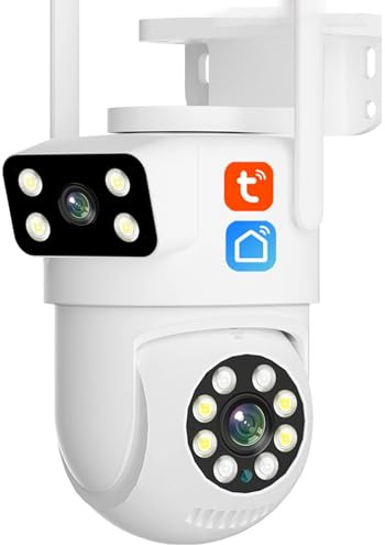 KEYQEEN 2K 4MP Dual Lens Tuya PTZ WIFI IP Camera, Night Vision Security Camera Auto Tracking 2-Way Audio Video Surveillance,4MP+64G