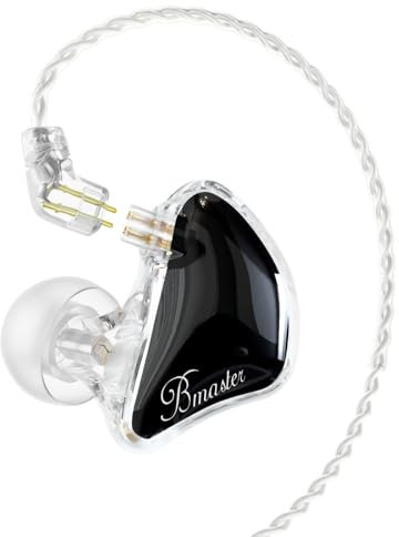 BASN Bmaster 2-Pin Triple Drivers in Ear Monitor Headphone with Two Detachable Cables Fit in Ear Suitable for Audio Engineer, Musician (Black)