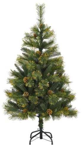 Canditree Künstlicher Weihnachtsbaum mit Zapfen, aufklappbarer Weihnachtsbaum mit Metallständer, Weihnachtsfeiertagsdekoration (120cm)