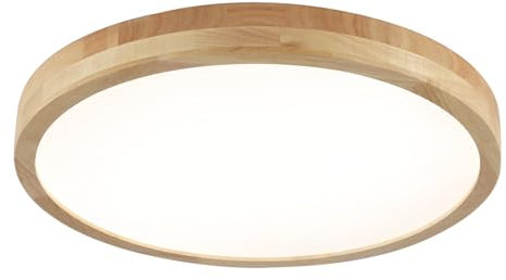 Schindora runde LED-Deckenleuchte aus Holz, dimmbar mit Fernbedienung, 36 W, 50 cm Durchmesser, für Wohnzimmer, Küche, Esszimmer, Haus, Büro, Kinderzimmer