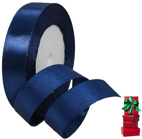 Satinband Tiefblau 20mm Breit Geschenkband Satin,22m Satinbänder Tiefblau Dick Schleifenband Dekoband Seidenband Geschenkverpackung Stoffband Geschenkbänder für Dekorieren Basteln Kleid Hochzeit