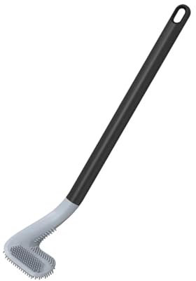 Silicone Head Toilet Brush for Bathroom Golf Clubs Shape Long Handle Wall-Mounted Holder Hole Toilet Brushes Seamless Cleaning (Size : Black)