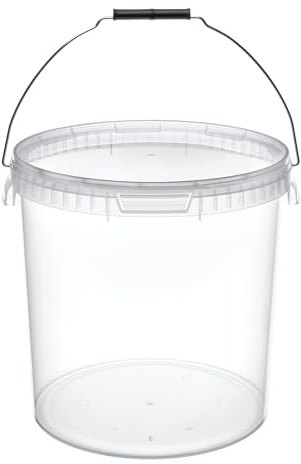 Garronda Eimer mit Deckel 20 Liter 10 Stück Aufbewahrungsbehälter GD-0072 | Transparent, für die Lagerung von Lebensmitteln und chemischen Produkten, kompakter Plastikbehälter für Haushalt und Gewerbe