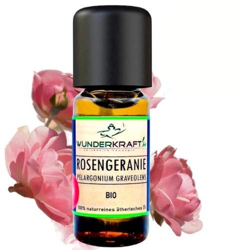 BIO Rosengeranienöl - 100% naturreines ätherisches bio Öl von WUNDERKRAFT.BIO, Aromatherapie & Diffuser geeignet, Aromaöl, Duftöl… (10ml, Rosengeranie)