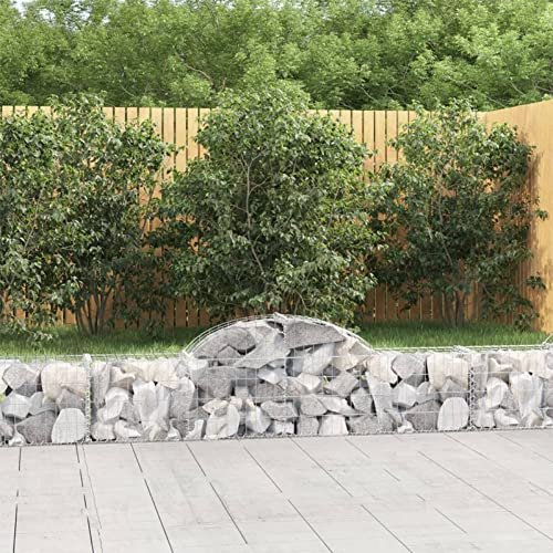 ZEYUAN Gabionen mit Hochbogen 5 STK. 200x30x40/60 cm Verzinktes Eisen, Gabionen Zaun, Steinkorb Garten, Gabionenkörbe, Gabionen Gitter, Dekorative Zã¤UNE - 3146050