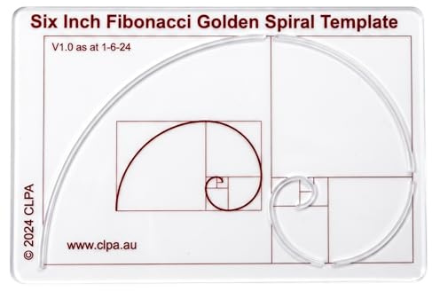 Fibonacci 6 Spiral Drawing Template, Golden Ratio Stencil