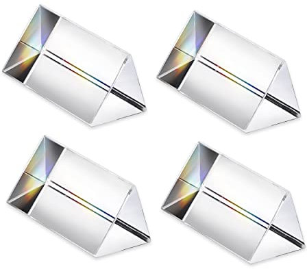 4 Stück 50 mm klares K9-Kristall-Dreiecksprisma für Foto, Regenbogenlichter, Kristall-optische Prismen, Glas, Physik, Unterricht, gebrochenes Lichtspektrum, Studenten, Geschenk