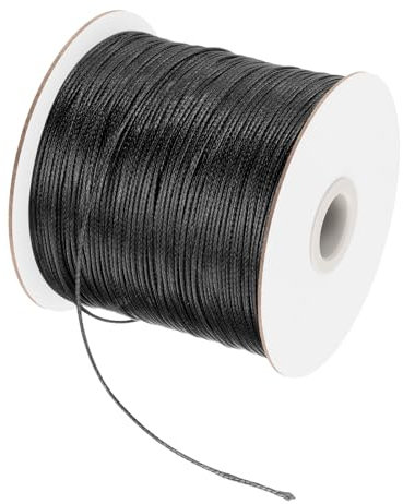 sourcing map Waxed Cord 0.5mm Waxed Polyester Cord 175 Yard Wax String for Bracelet Making, Necklaces, Beading, Jewelry Making and DIY Crafts(Black)