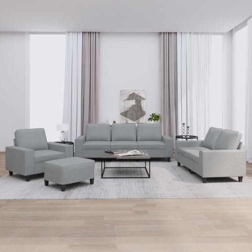 ShGaxin 4-TLG. Sofagarnitur Hellgrau Stoff, Loungesofa, Sofas & Couches, Relaxsofa, Couch für Wohnzimmer, 3201874