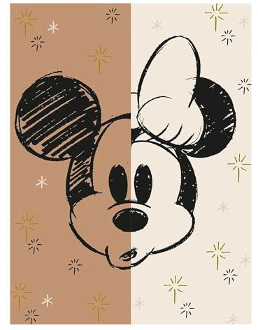Disney Kunstdruck auf Leinwand, Motiv Half/Half Mickey & Minnie Mouse, 80 x 60 cm, Braun / Schwarz, Braun/Schwarz, 80cm x 60cm