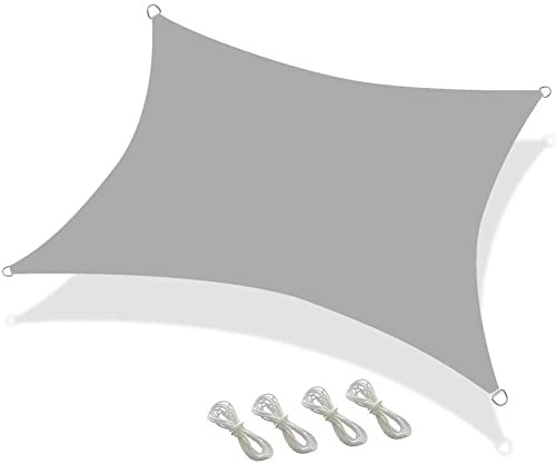 Grand auvent pour pergola d'extérieur de 5 x 6 m avec cordes de montage - Pare-soleil pour jardin, cour, piscine, balcon - Polyester polyester polyester durable - Gris clair