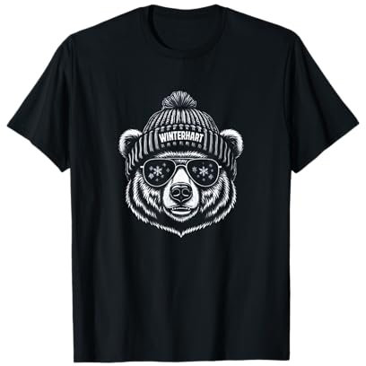 Winterhart Bär mit Mütze Ski Snowboard Ski Party Winter T-Shirt