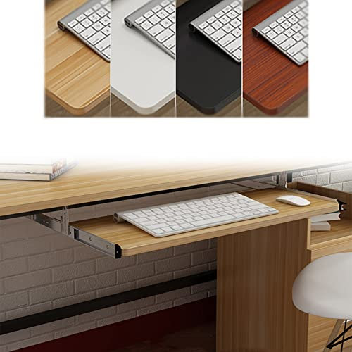 Pull-Out Keyboard Platform - Wooden Keyboard Tray Under Desk - Sliding Drawers for Keyboard and Mouses Ergonomic and Easy Installation Relieve Muscle Fatigue (Color : White Size : 55cm x 27cm)