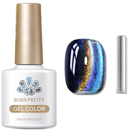 Nail Polish,Quick Drying Nail Polish - Blue Galaxy Magnetic Gel Nail Varnish - 10ML Shimmer 9D Cat Eye Nail Varnish with Magnet Stick - Super Shine Cateye Gel Polish UV Led Curing Require Soak Off