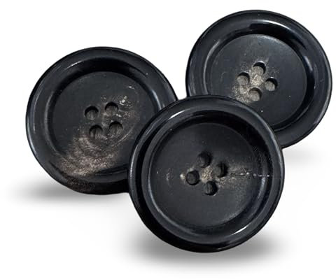 10 Stück echt Horn Knöpfe schwarz braun flach 4Loch in 15mm, 20mm, 22mm oder 25mm (15mm)