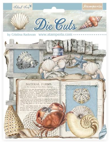Stamperia - Die Cuts for Scrapbooking, Albums, Card Making, Bullet Journalling and More, Laser Cut Cardboard Shapes, Easy to Glue, Perfect for Hobbies, Crafts, and Gifting (Silent Sea) (Assorted)