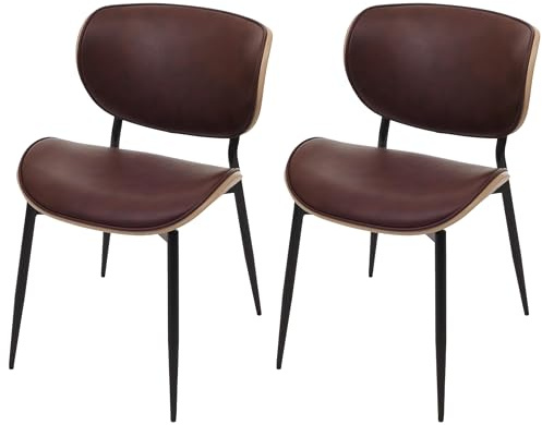 Mendler 2er-Set Esszimmerstuhl HWC-O45, Bugholz Kunstleder 280g/m² Öko-Tex FSC®-Zertifiziert - Natur, Vintage braun