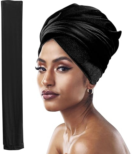'Headwraps for Black Women, 66'' Extra Long Velvet Hair Turban, Headscarf Ties Coverings, Headbands Hijab for African Locs'