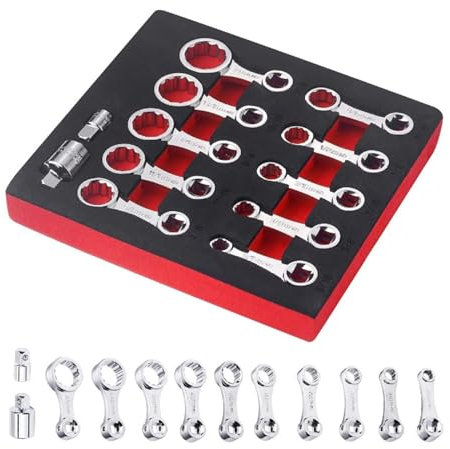 Mllepjdh 12Piece 12-Point Box End Torques Adapter Extension Set 3/8 Torques Wrench Adapter Torques Wrench Spanner 12 Point