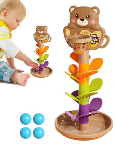 Kugelturm – Basketballspielzeug, Cartoon, mit rotierenden Kugeln, Stapelturm, Rennen auf Rampe, interaktives Lernen für Kleinkinder