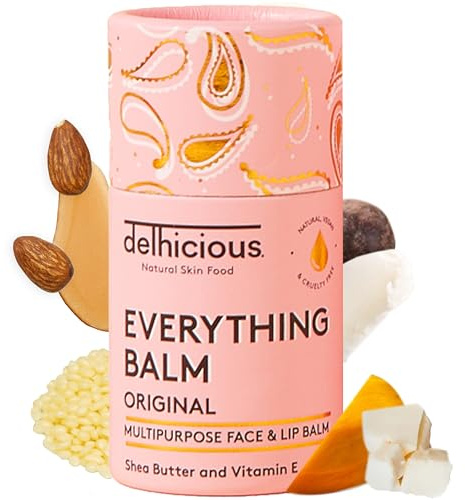 Delhicious Everything Balm for Lips, Hands and Face, 10g | Multi-Purpose Vegan Balm with Shea Butter and Almond Oil for Dry Skin, Lips and Hands. Handy Gift or Handbag Essential