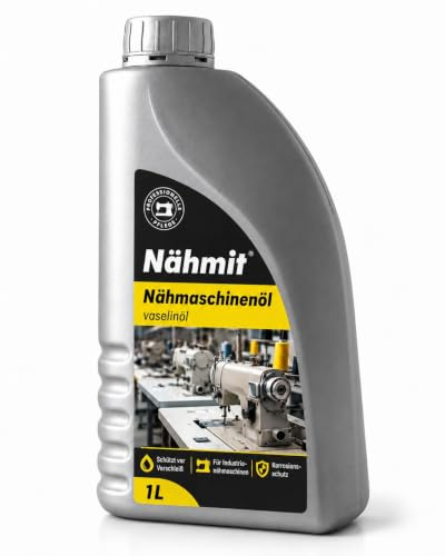 Nähmit - Nähmaschinenöl Weiß Öl Vaselineöl farb - und geruchlos 1 Liter für Haushalts Nähmaschine, Industrie Nähmaschine, Overlock & Coverlock (1 Liter)