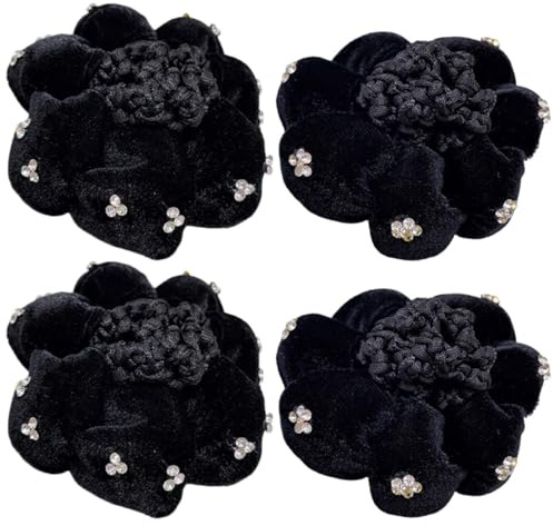 JOINPAYA Haarnetz 4 Stück Pack mit Haarknoten Abdecknetz Polyester Duttnetz für Damen Haarschmuck für Ballett Tanz und Elegante Anlässe