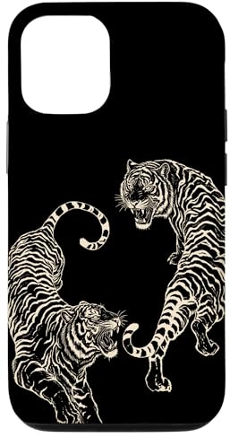 Retro Japanese Tiger Sumi-e Ink Brush Graphic Art Case for iPhone 12/12 Pro