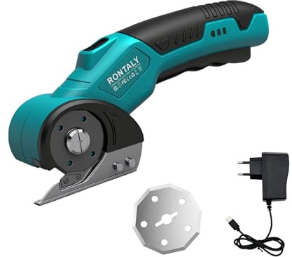 Kartonschneider, Elektrische Akku-Universalschere, Rotationsschneider mit LED-Licht, für Karton, Stoff, Teppich, Leder, Filz