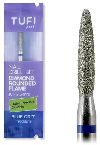 TUFI profi Fresa de diamante para manicura con llama, 2,3 mm, para cutículas (Blue Notch)