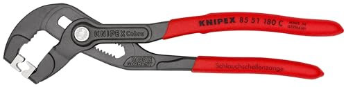 Knipex Pinza per Fascette Click per Fascette Click Bonderizzata Grigia, Rivestiti in Resina Sintetica Antiscivolo 180 Mm (Confezione Self-Service/Blister) 85 51 180 C Sb