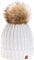4sold Rita Damen Wurm Winter Style Beanie Strickmütze Mütze mit Fellbommel Bommelmütze HAT SKI Snowboard (Ecri)