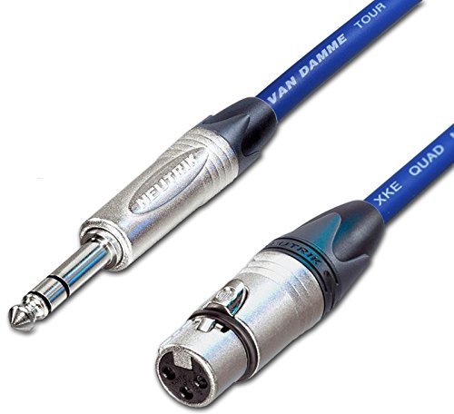 Female XLR to ¼ TRS Jack Lead. Balanced STARQUAD Mic Cable. Short 10m 6m 3m 20m (4m, Blue)
