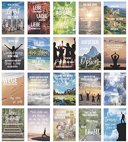 Edition Seidel Set 20 Postkarten mit Sprüchen - Karten mit Spruch - Geschenkidee - Dekoidee - Liebe, Freundschaft, Leben, Motivation, lustig – Postcrossing - Geburtstagskarten
