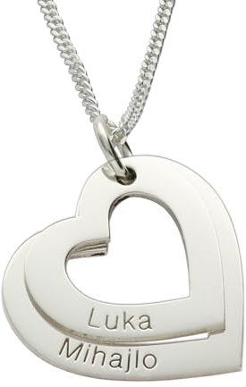 Christopher James of London | Personalised Double Heart Pendant | Engrave Up to 3 Names or Dates | Solid 925 Sterling Silver | Optional Custom Chain | Sentimental Gift for Her | Gift Box Included
