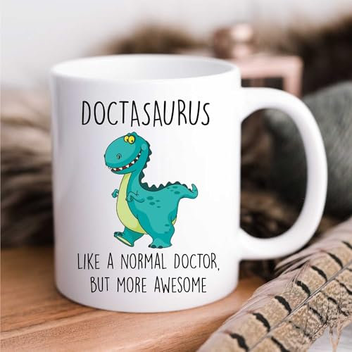 60 Second Makeover Limited Doctasaurus Mug Funny Doctor Gifts Dr Mug Dinosaur Fathers Day Present Birthday Christmas Ideas for Doctors Medical Student Presents PHD Deramic Coffee Cup