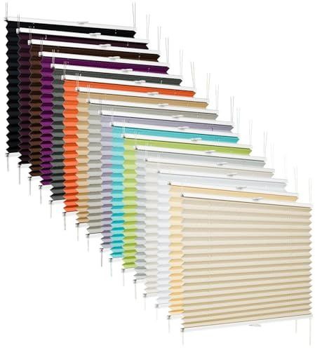 etusimo Plissee nach Maß ohne Bohren Klemmfix Faltrollo | Breite 20-50 cm x Höhe 30-100 cm, Farbe Taupe | Sonnenschutz Sichtschutz für Fenster und Tür