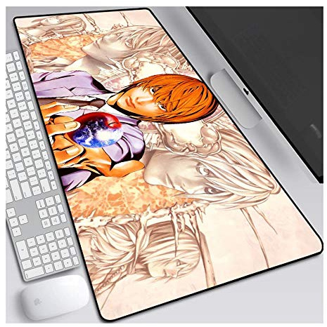 Mouse Mat Death note XXL Anime Mouse Pad, Speed Gaming Mouse Mat, Extra Large 900 x 400 x 3mm, Water-Resistant Mousepad with Non-Slip Rubber Base,Smooth Cloth Surface for computer PC, E