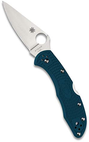 Spyderco Delica 4 Leichtes Messer mit K390 Premium-Stahlklinge und robustem blauem FRN-Griff - PlainEdge - C11FPK390