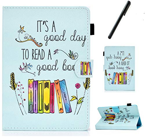 HereMore Universal Case for 10.1 Inch Tablet with Pen, Leather Stand Cover Protective Shell for Fusion5 10.1, iPad 10.2, Samsung Tab A 10.1/S2 9.7, Huawei MediaPad T3 10, Lenovo Tab E10, Book
