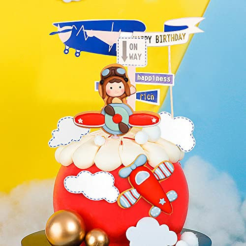 JeVenis Time Flies Cake Decoration Airplane Themed Cake Toppers Airplane Cake Decoration Oh How Time Flies Party Supplies Airplane Party Supplies
