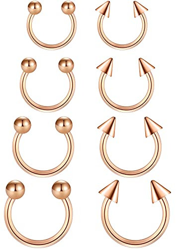 Funseedrr Hufeisen Nasenpiercing Lippenpiercing Septum Ring Set Edelstahl 1,2mm Nase Lippe Ohrring Piercing Schmuck(6-12mm Durchmesser)