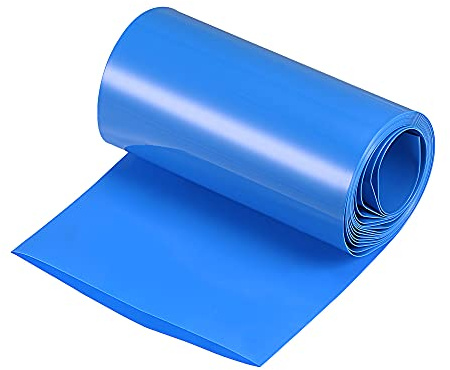 sourcing map Battery Wrap PVC Heat Shrink Tubing 100mm Flat 2m Blue Good Insulation for Battery Pack