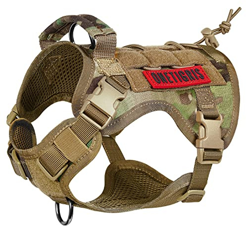 Onetigris Tactical Dog Harness Vest with Handle, XL, Multi-Colored | Military Dog Harness for Large Medium Dogs, No-Pull Service Dog Vest, Hook & Loop Panels for Walking Hiking Training