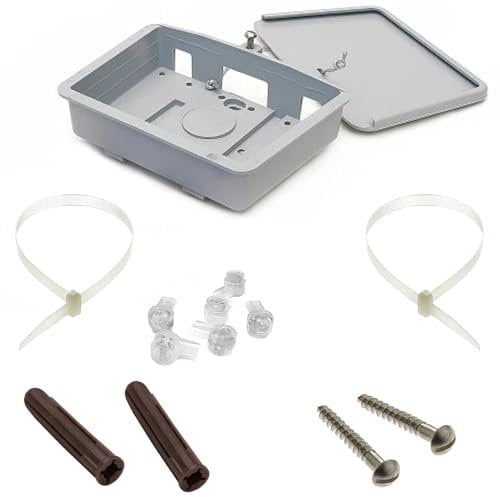 BT66b Grey external use enclosure for BT Openreach Telephone cable above ground weatherproof connection junction box + 6 waterproof gel filled wire joining crimps + lead clamps + mounting screws